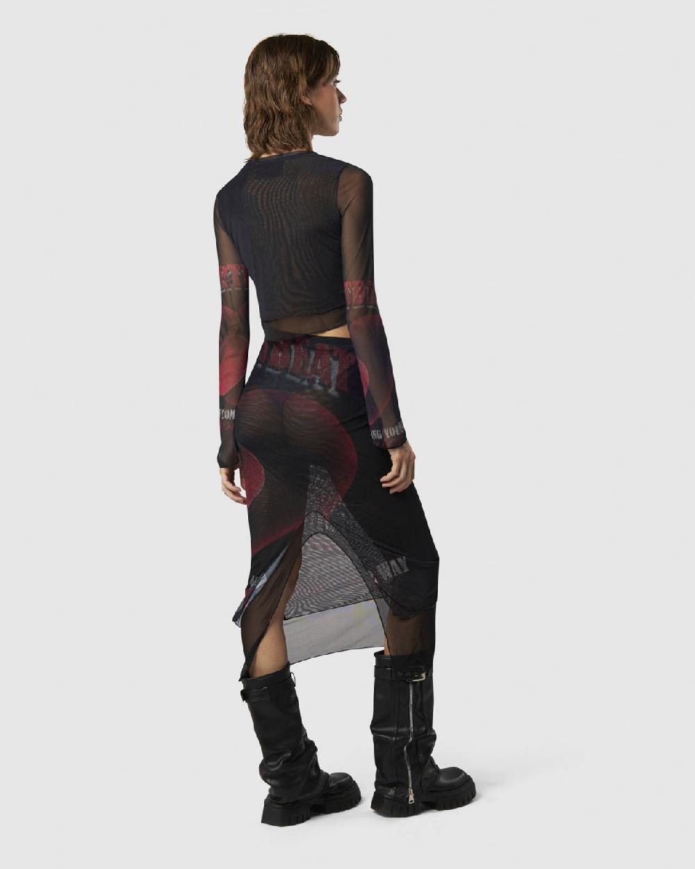 Vision Of Super MIDI SKIRT WITH VELVET HEART PRINT Qualità Garantita