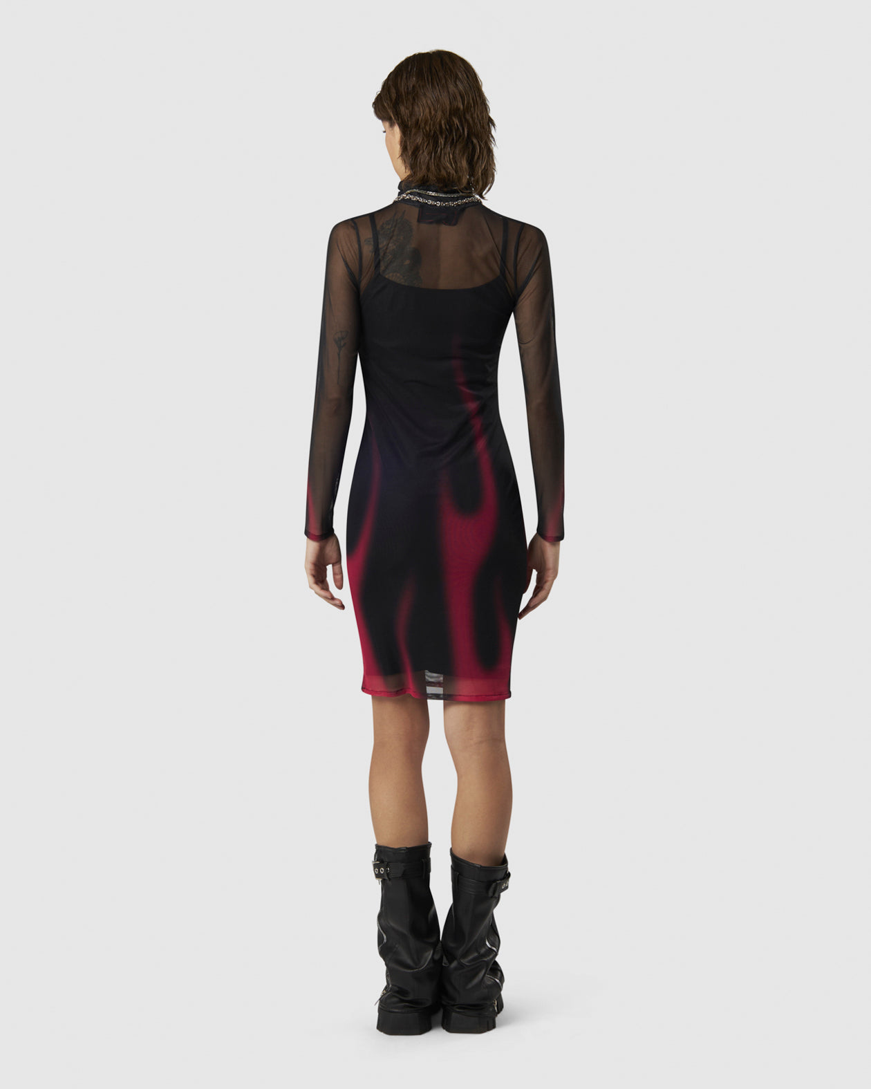 Vision Of Super BLACK MIDI DRESS WITH PINK FLAMES Negozi Online