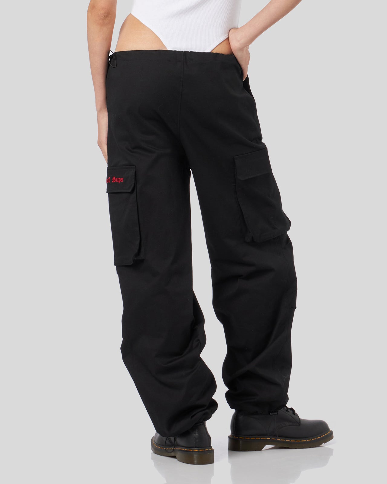 Vision Of Super BLACK CARGO PANTS WITH EMBROIDERED GOTIC LOGO Fino Al -60%