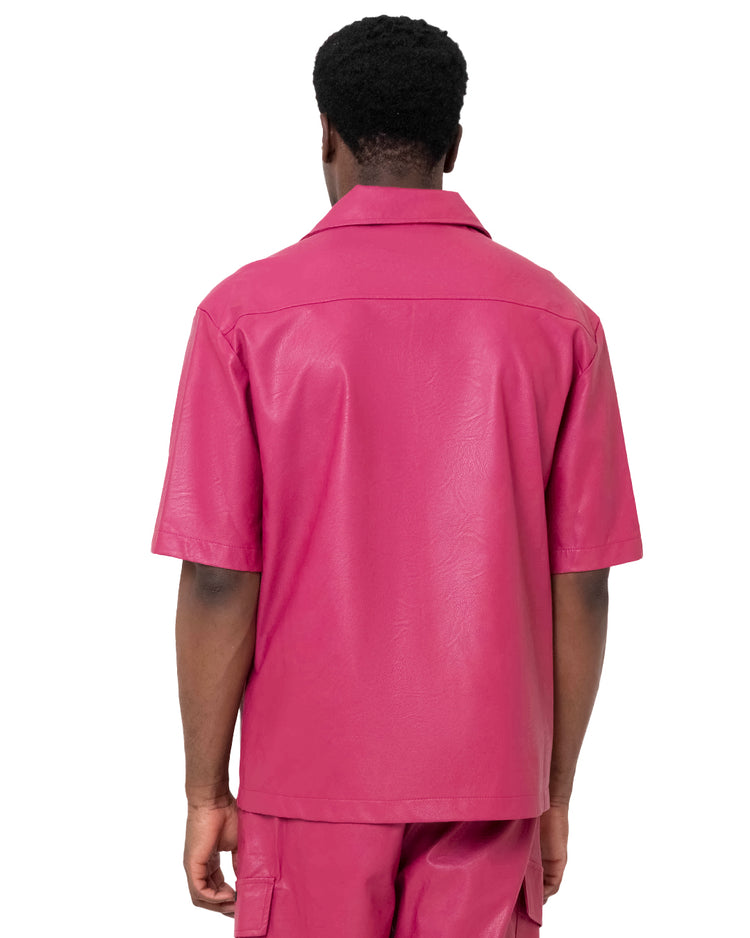 Why not brand Camicia manica corta con bottoni in ecopelle taschino lato cuore Moda
