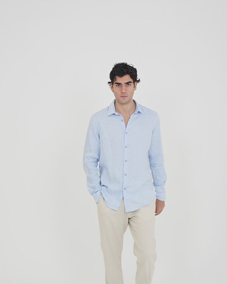 Why not brand Camicia in Lino con Collo alla Francese 2025