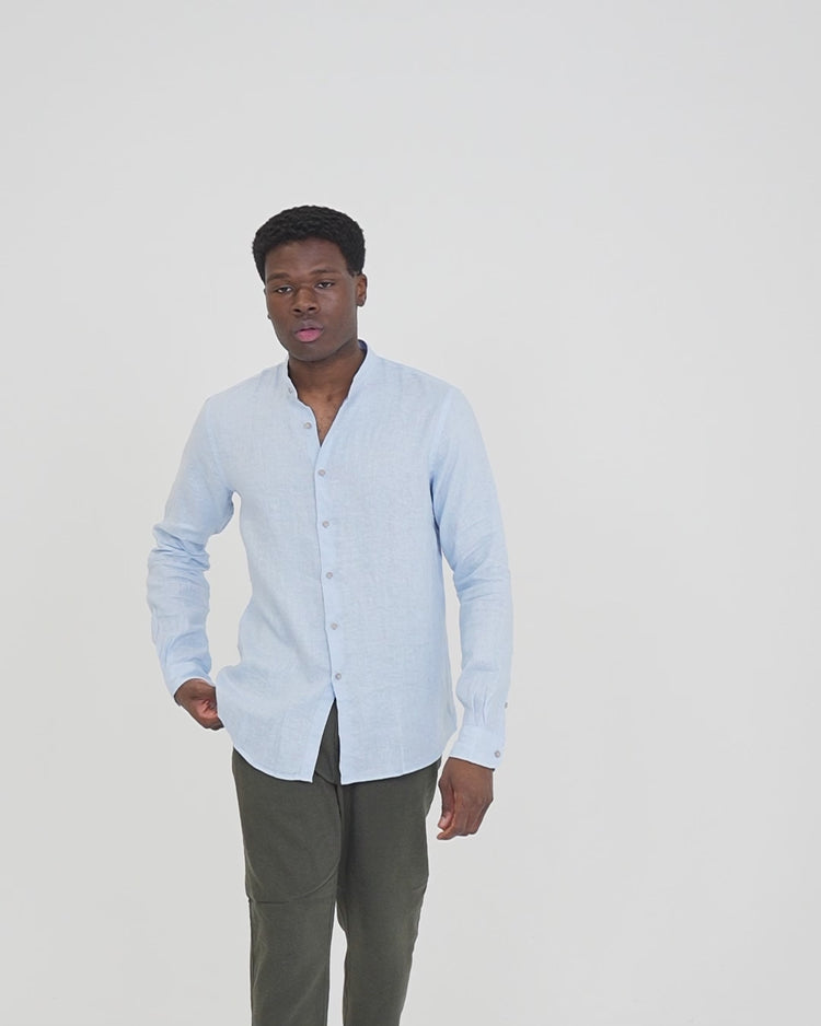 Why not brand Camicia in Lino con Collo Koreano In Linea