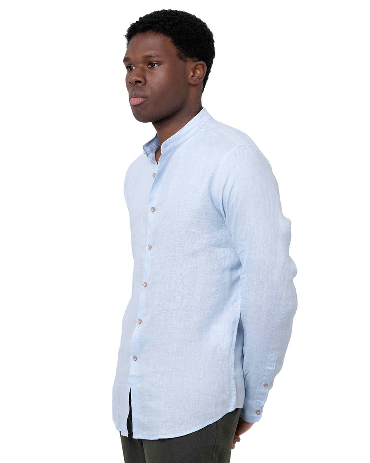 Why not brand Camicia in Lino con Collo Koreano In Linea