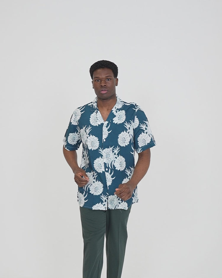 Why not brand Camicia Mezza Manica con Fiori Collo Bowling Promozione