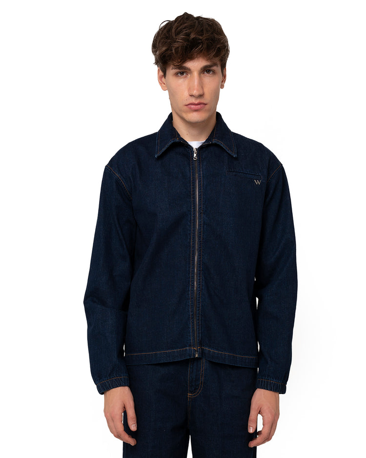 Why not brand Giacca in denim con zip blu wash Sconto
