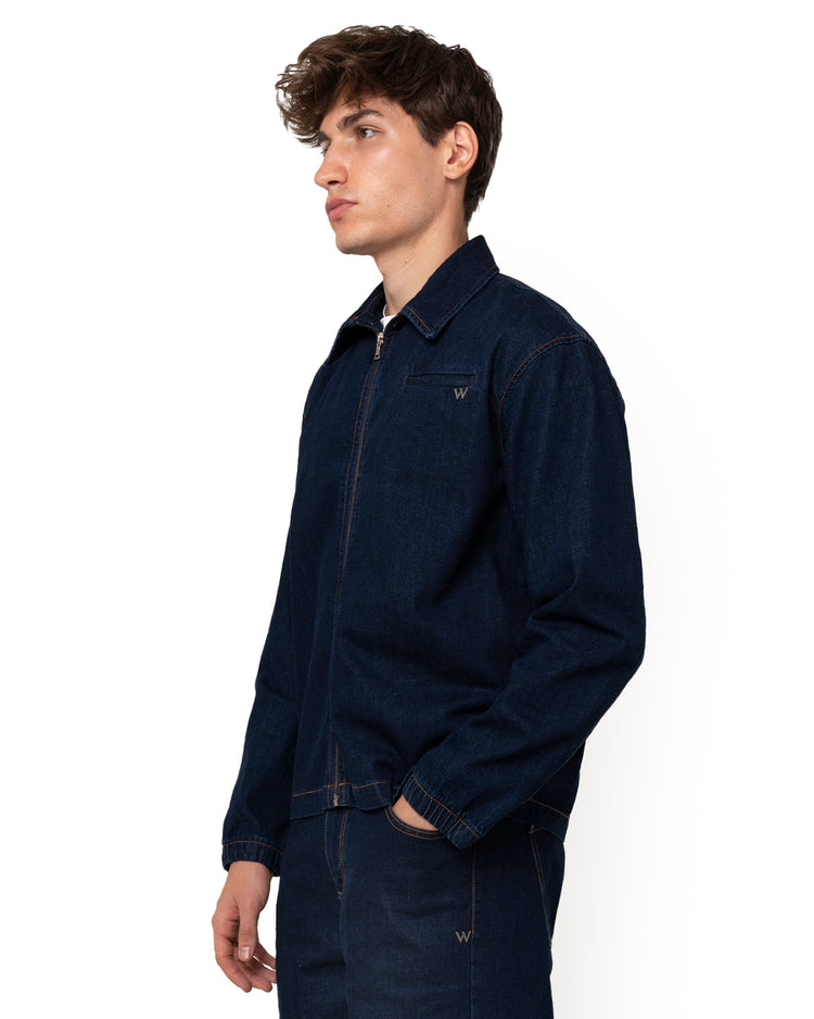 Why not brand Giacca in denim con zip blu wash Sconto