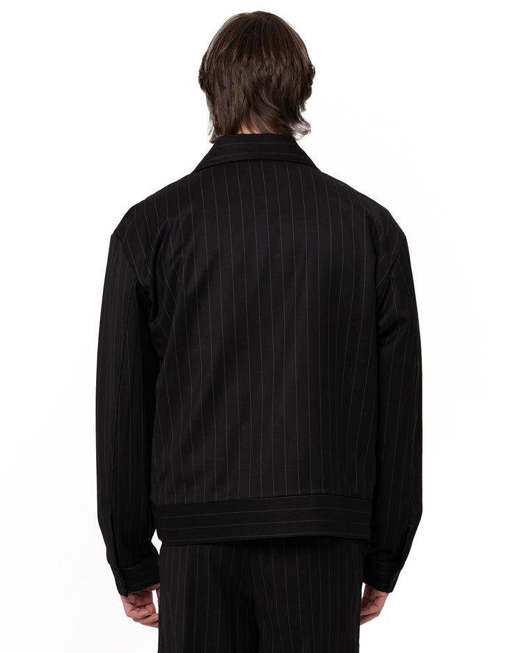 Why not brand Giacca gessatta con colletto e zip Saldi Di Fabbrica