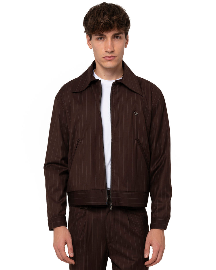 Why not brand Giacca gessatta con colletto e zip Saldi Di Fabbrica