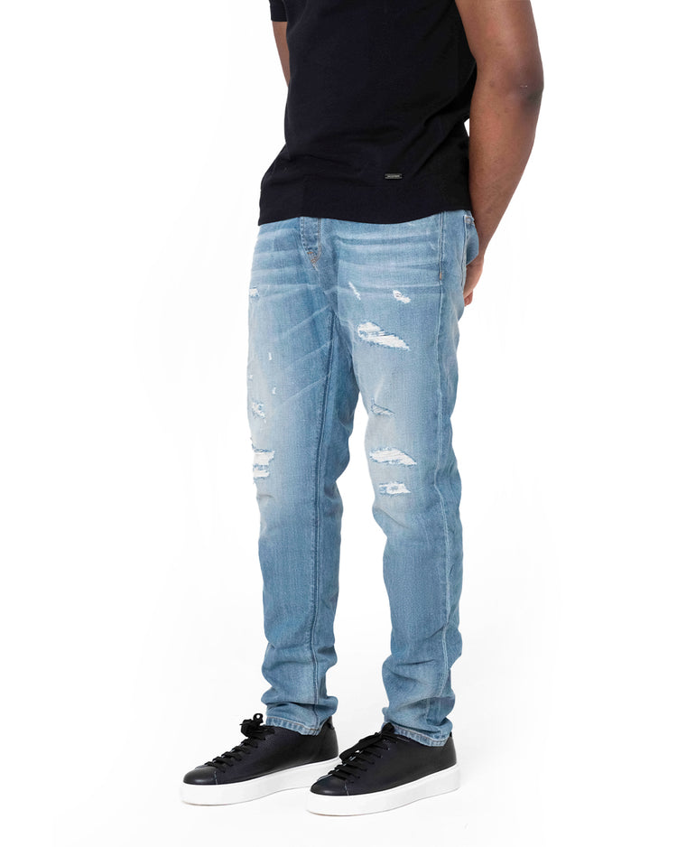 Why not brand Jeans Lavaggio Chiaro con Sarciture Ricavate a Mano Economico