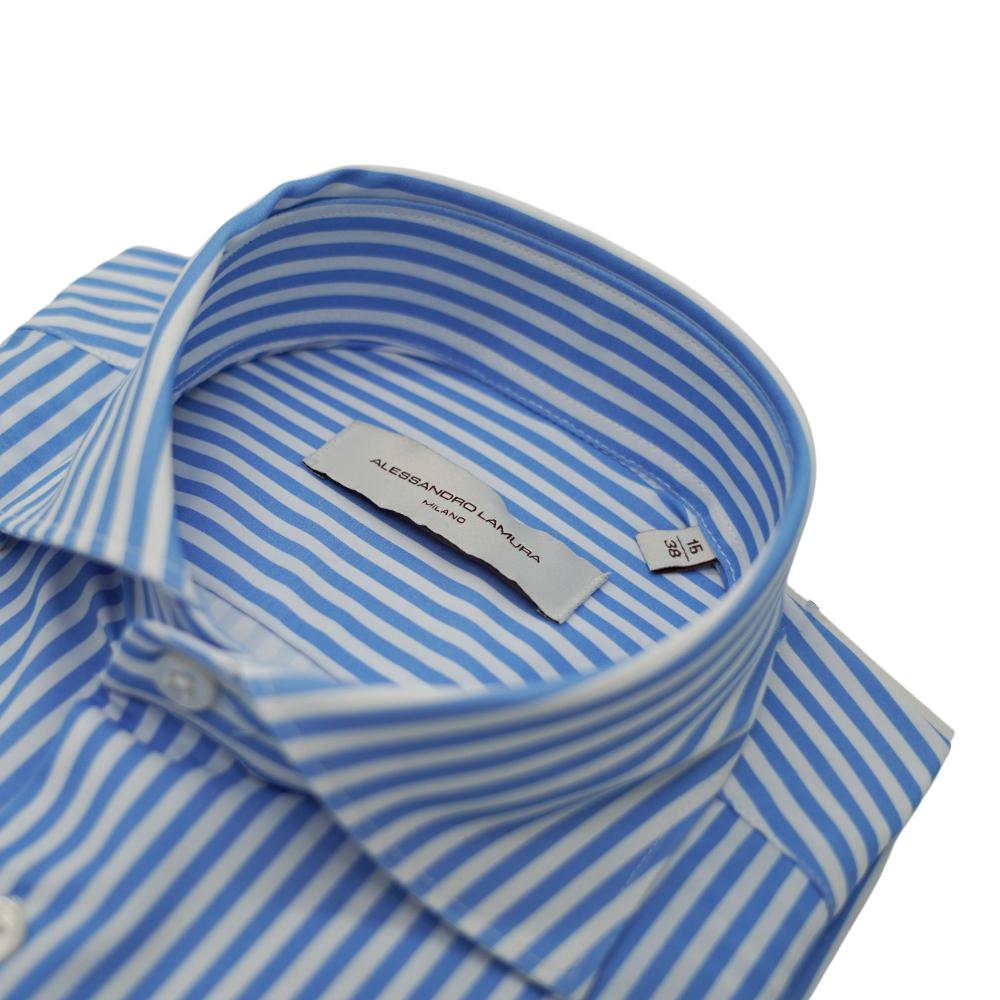 Alessandro Lamura Camicia a righe bianche e azzurre Vendita Economica