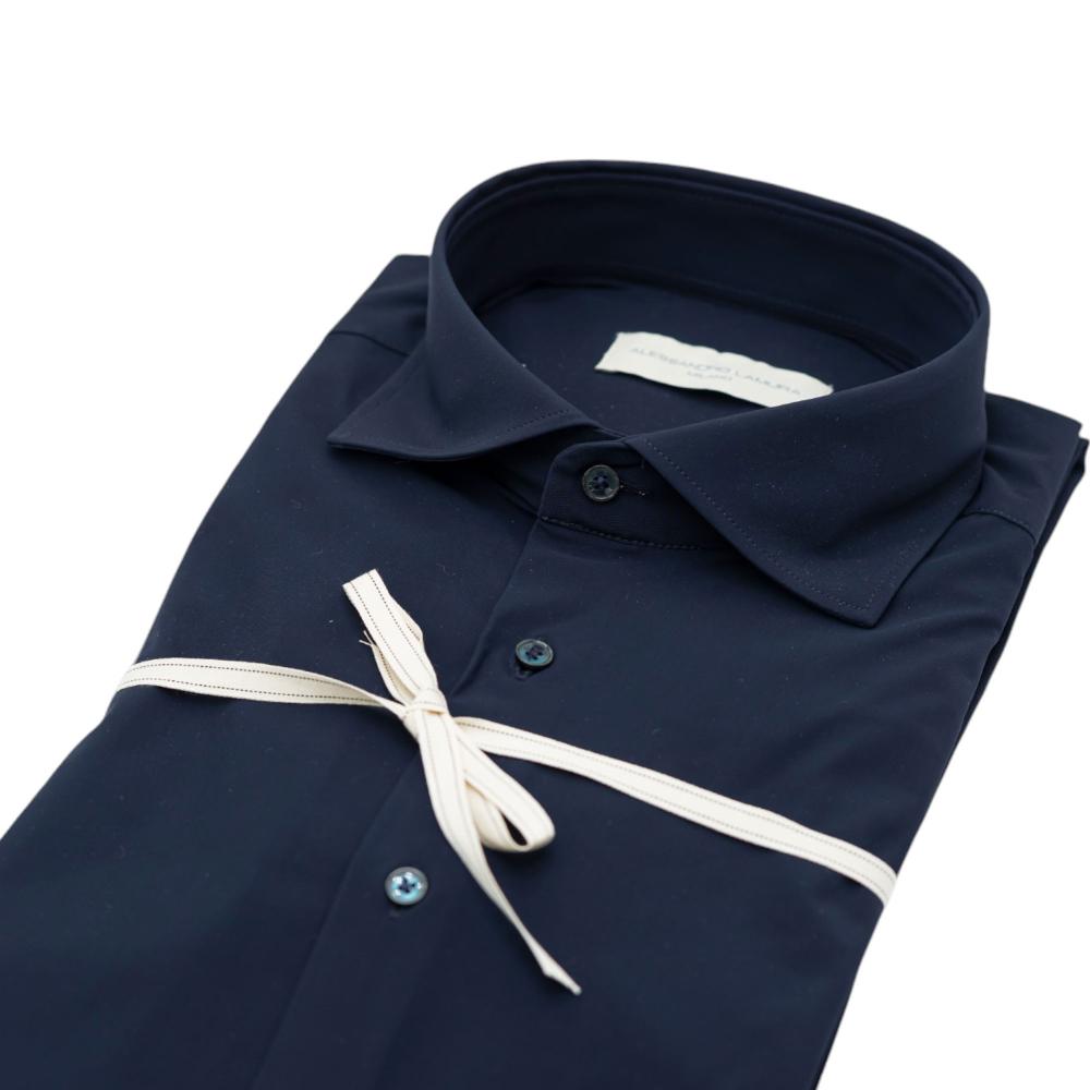 Alessandro Lamura Camicia tinta unita blu notte Saldi Di Fabbrica