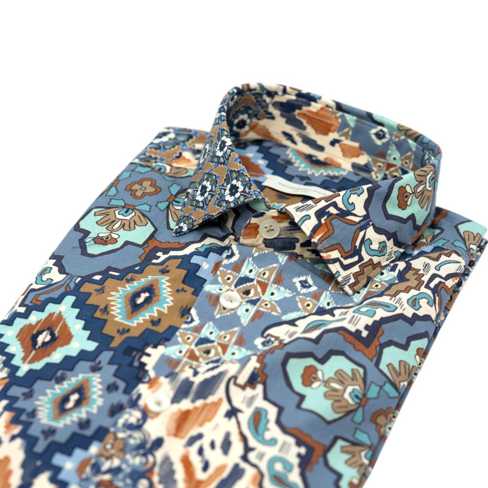 Alessandro Lamura Camicia Multicolore con Motivo Geometrico Etnico Negozio