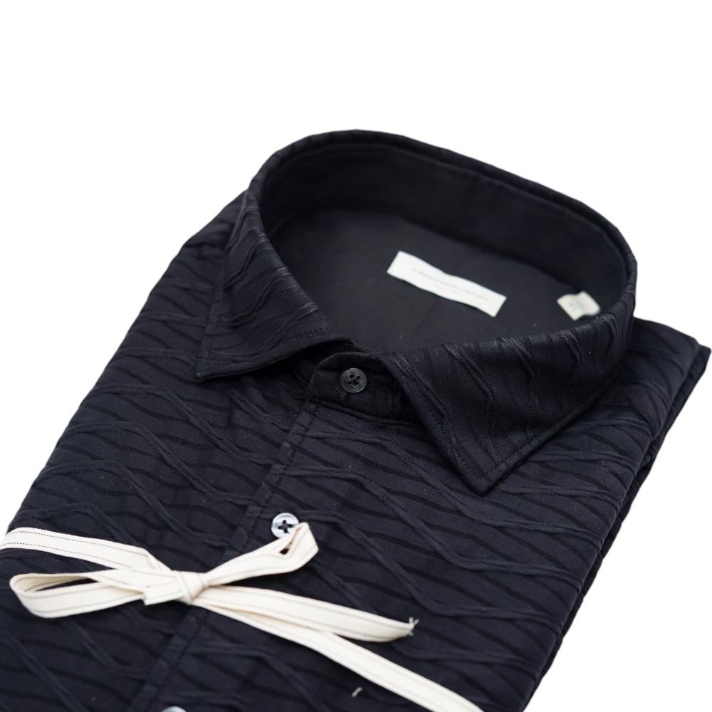 Alessandro Lamura Camicia Nera con Texture in Rilievo Pezzi Unici