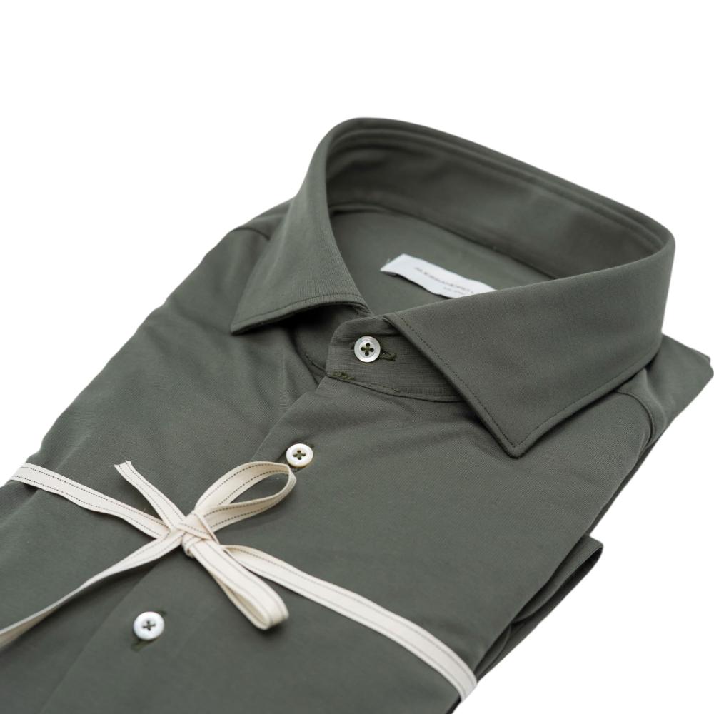 Alessandro Lamura Camicia in Maglina Verde Oliva Tinta Unita Acquista Ora
