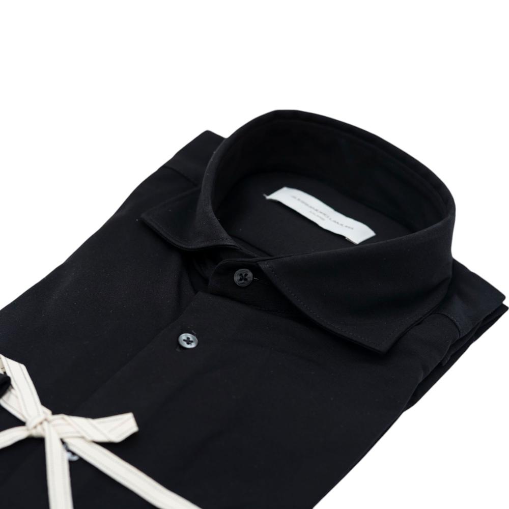 Alessandro Lamura Camicia in Maglina Nero Tinta Unita Consegna Veloce