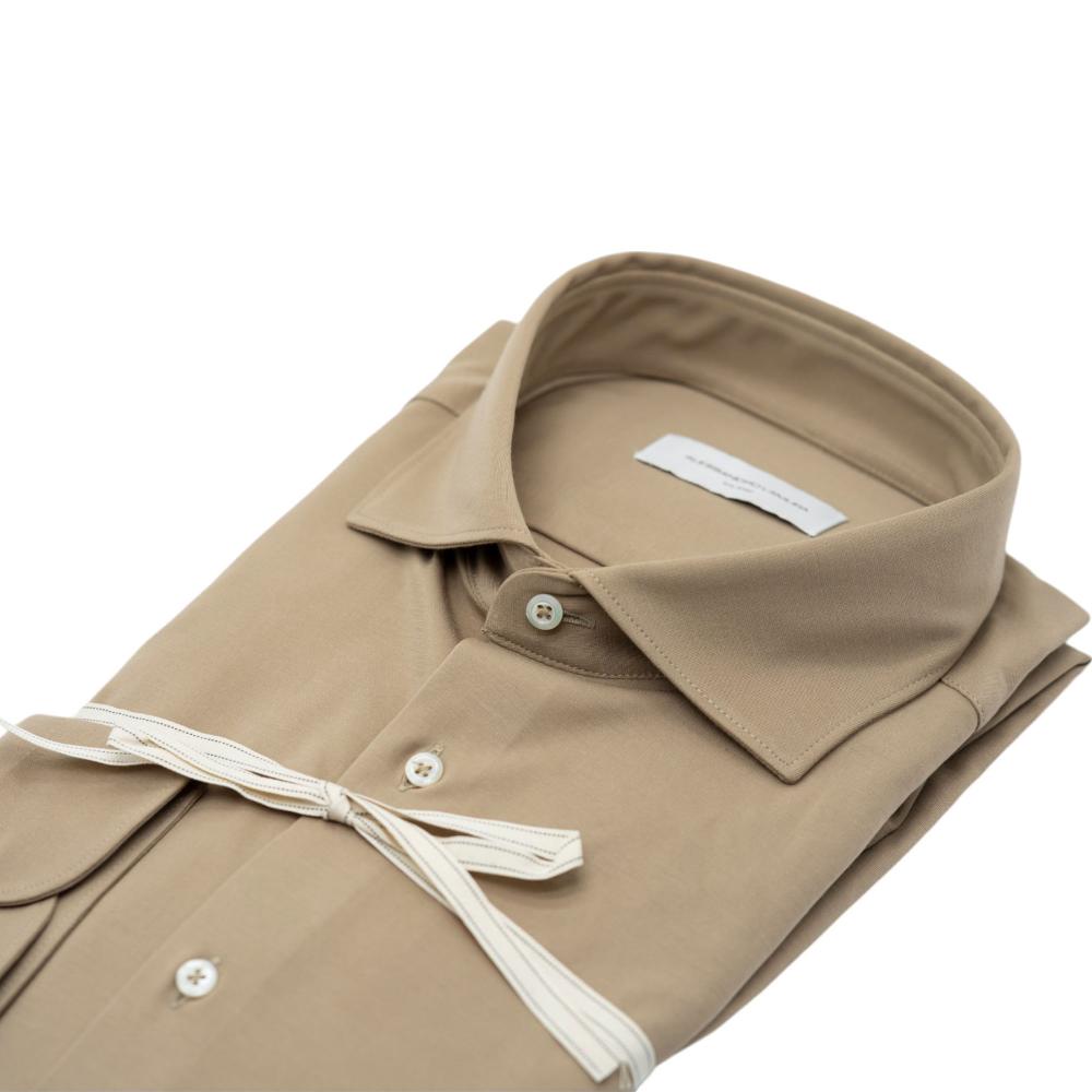 Alessandro Lamura Camicia in Maglina Sabbia Tinta Unita Promozione Limitata