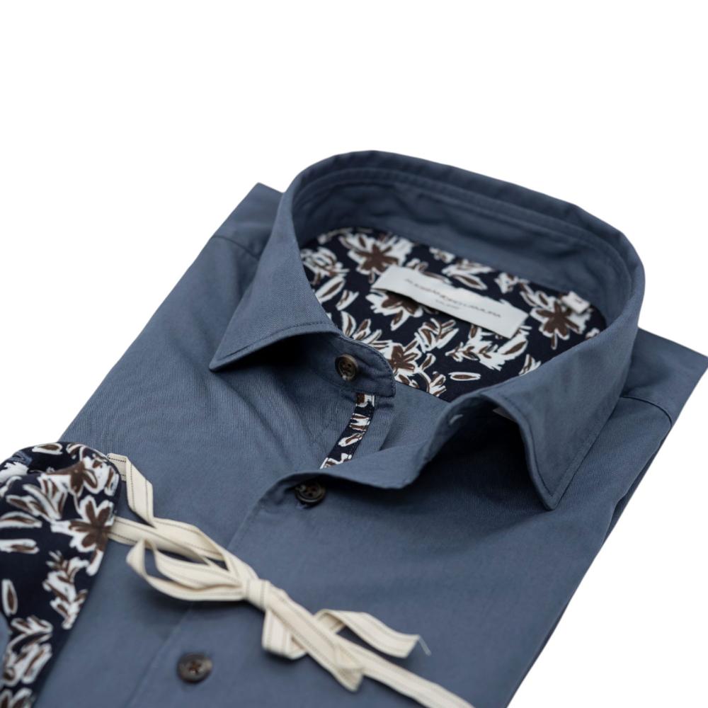 Alessandro Lamura Camicia Grigio Scuro Con Dettagli Floreali a Contrasto Convenienza
