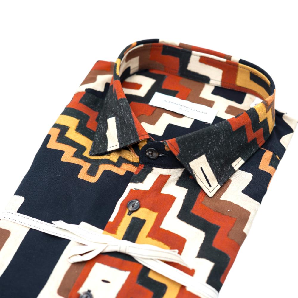 Alessandro Lamura Camicia Multicolore con Motivo Geometrico Audace Outlet