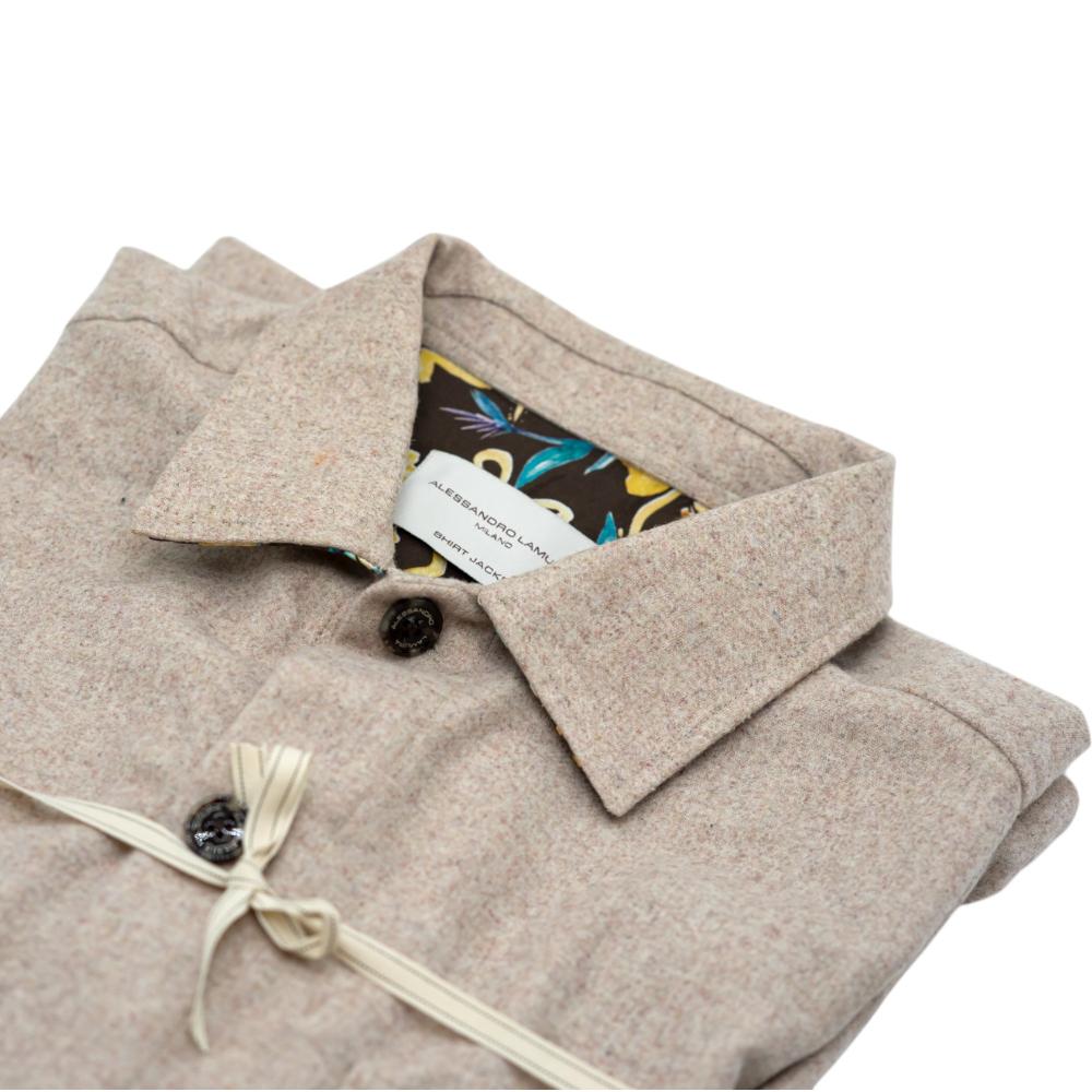 Alessandro Lamura Camicia Overshirt Beige Melangiato con Dettagli Interni Floreali I Più Venduti