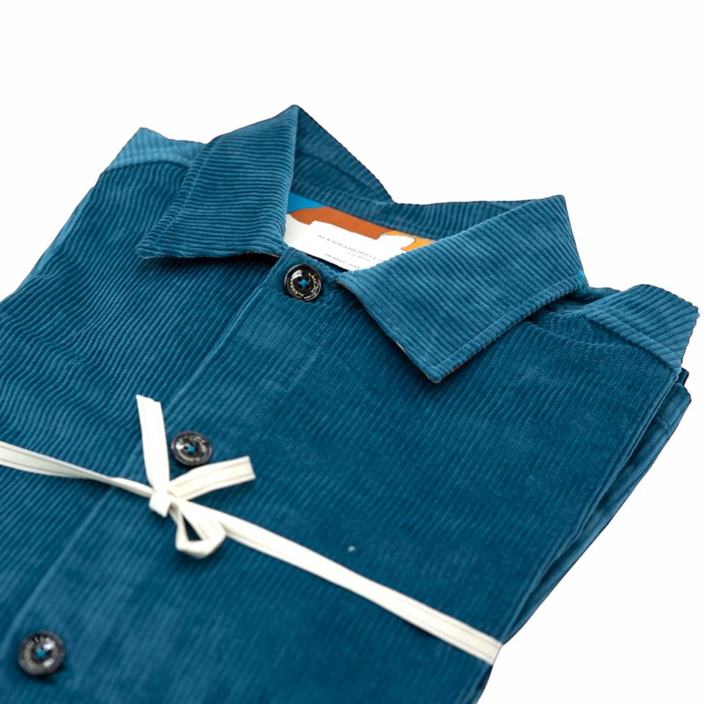 Alessandro Lamura Camicia Overshirt Blu a Coste Negozio