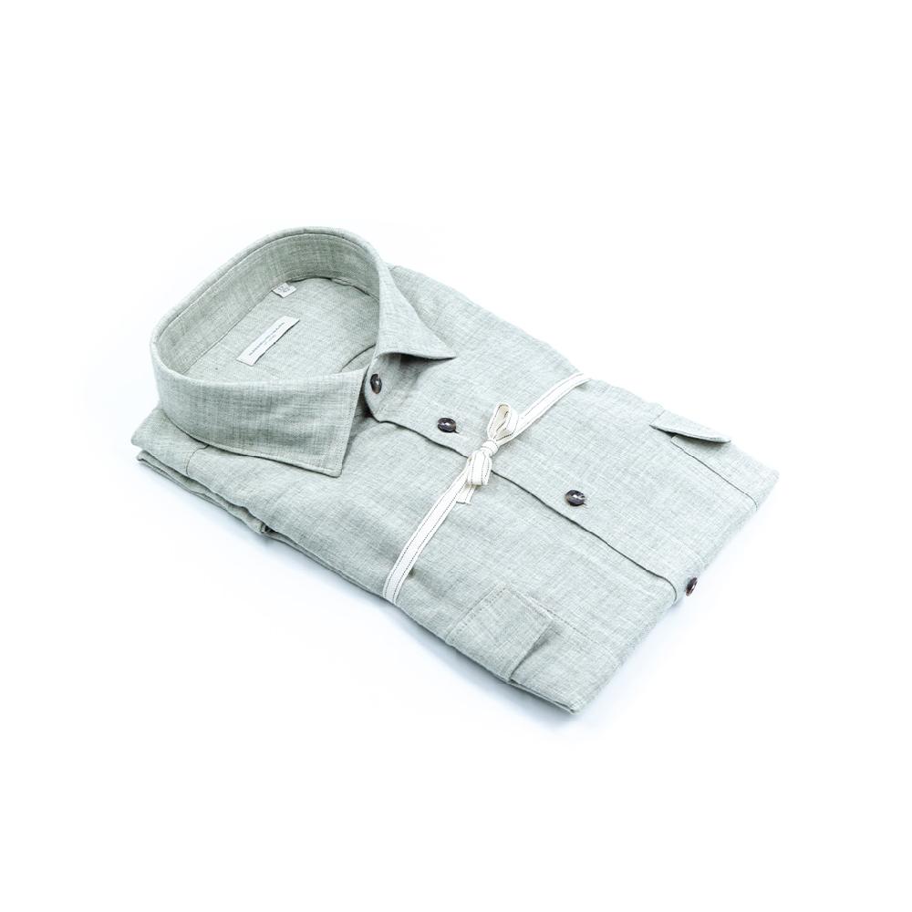 Alessandro Lamura Camicia Overshirt in Twill di flanella – Collo Italiano con contrasti Qualità