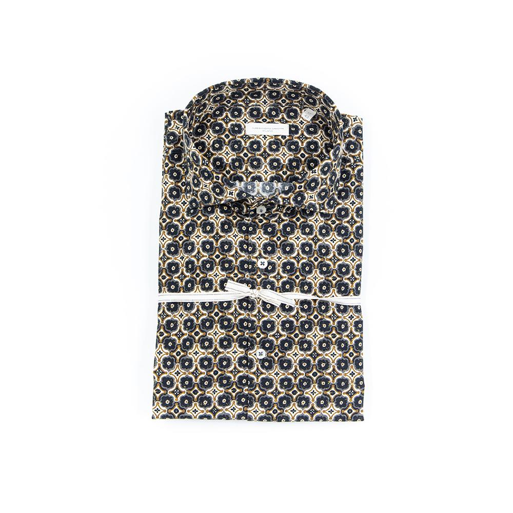 Alessandro Lamura Camicia Di Cotone Stampa Geometrica – Collo francese Convenienza