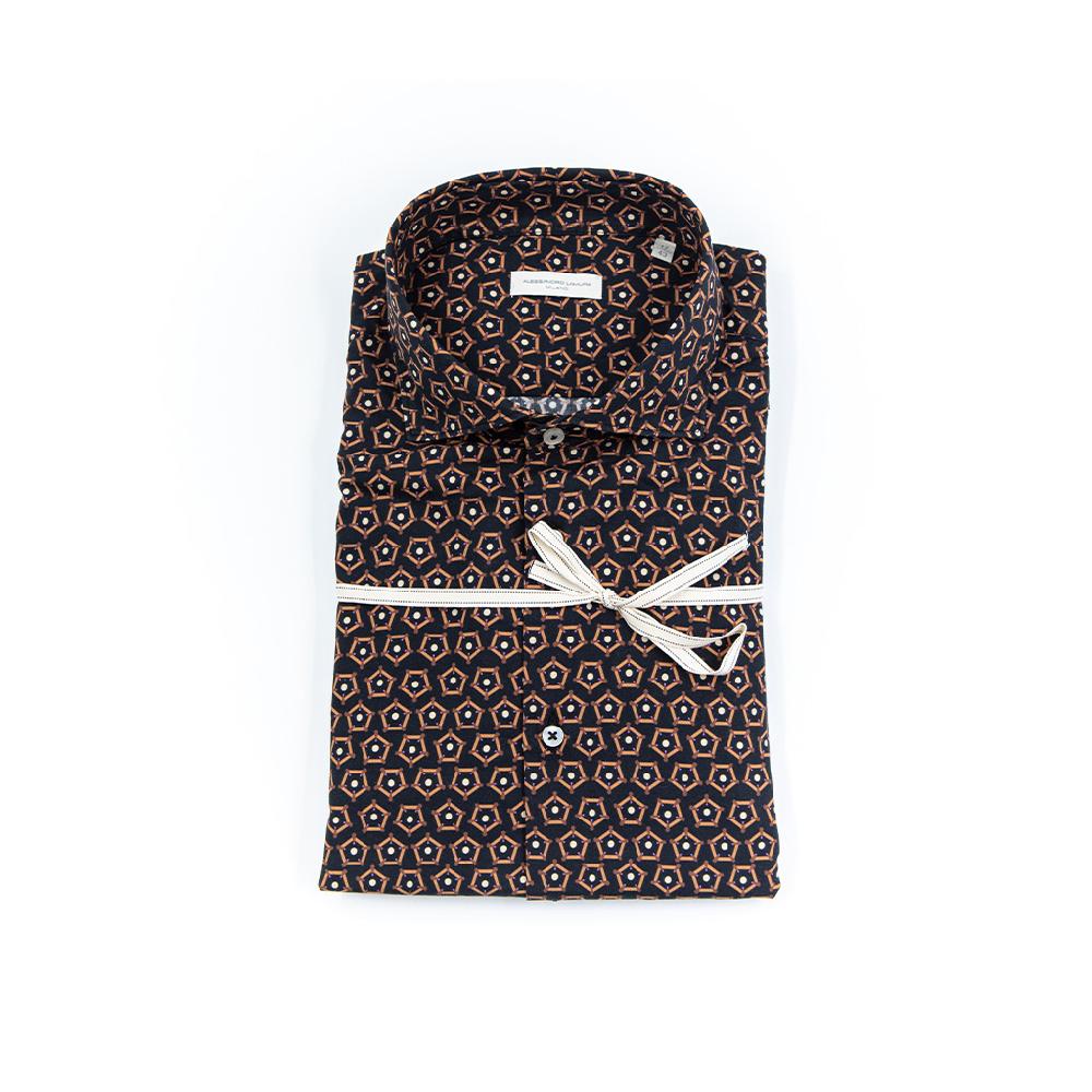 Alessandro Lamura ADAM 430 – Camicia Di Cotone Stampa Geometrica – Collo francese Online