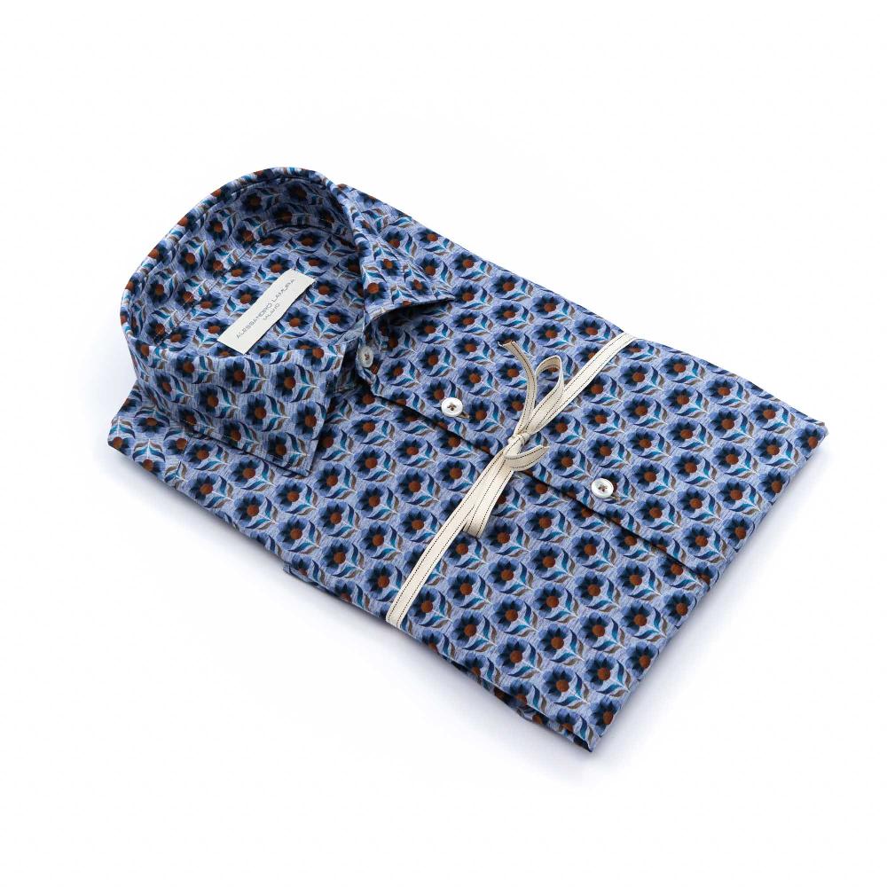 Alessandro Lamura Camicia Collo Italiano Con Fantasia Promozione
