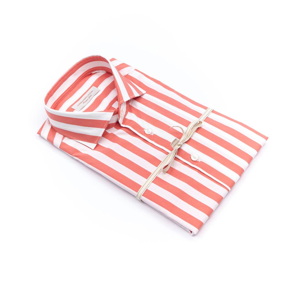 Alessandro Lamura Camicia In Cotone Rigata Collo Francese Consegna Veloce