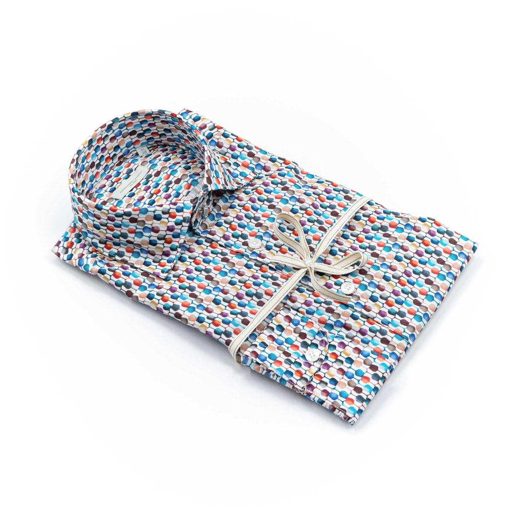 Alessandro Lamura Camicia Motivo Bicchieri Multicolor Collo Italiano Shopping Online