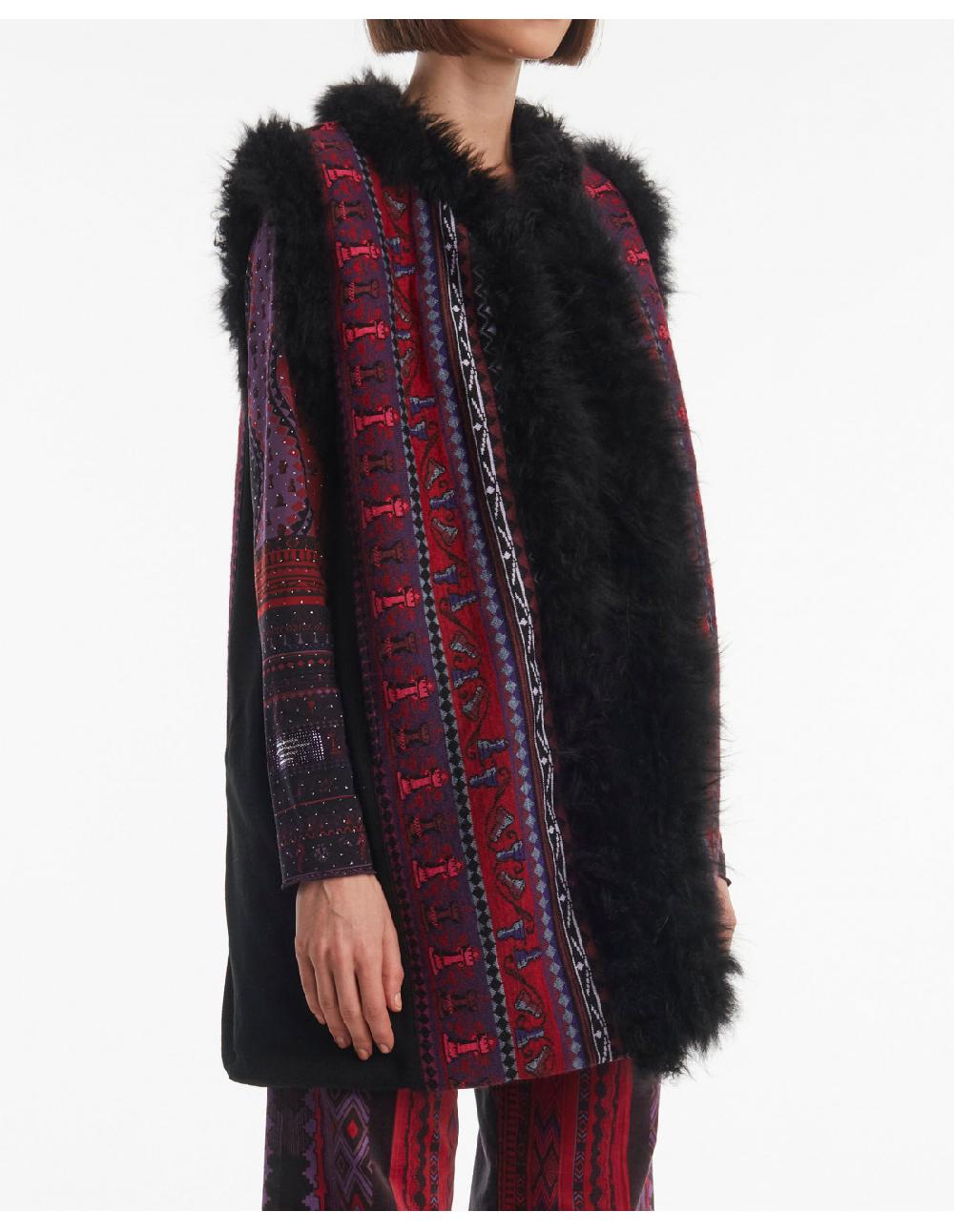 Angelo marani GILET JACQUARD C/PROFILI IN VERO PELO Outlet