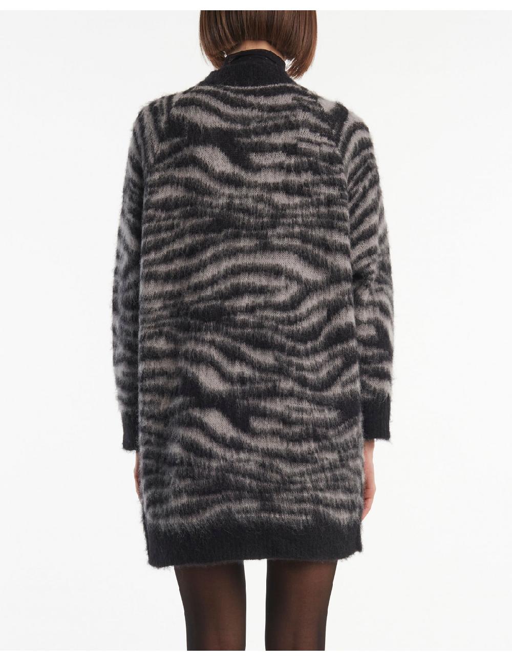 Angelo marani CARDIGAN GARZATO ZEBRA IN ALPACA+SPILLA Vendita Economica